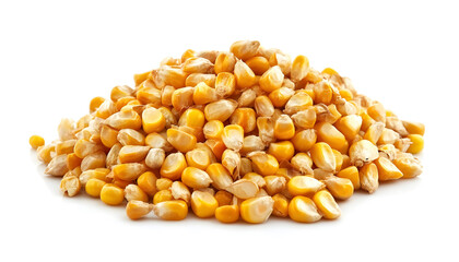 A pile of corn seeds, isolated on a white background.