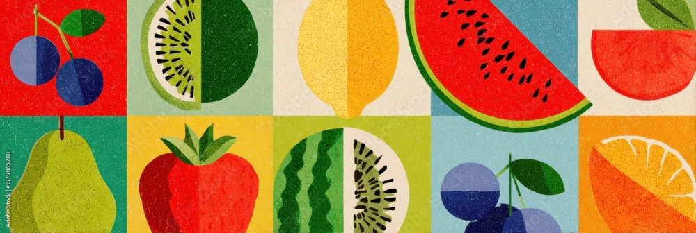 Aufkleber tropical fruit collection featuring vibrant colors and textures in a flat design with ample space fo