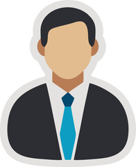 Minimalist flat design businessman portrait on a white background. Professional man in suit, ideal for corporate icon. Stylish cartoon avatar of a male business professional.