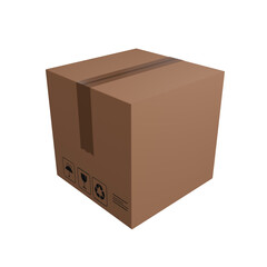 Illustration of Closed Cardboard Box for Shipping