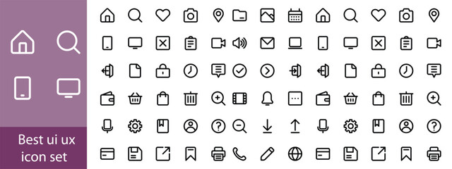 Best collection of ui ux icon set, user interface icon set collection. Basic User Interface Essential Set. Solid Icons. For App, Web, Print.