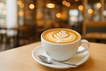 High-resolution photo with ceramic cup of coffee with saucer. Cappuccino. Americano. Flat white. Coffee latte. For editorial or commercial use. Coffee cup background. Cafe advertising. Espresso