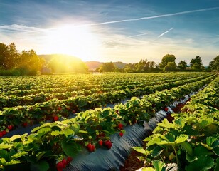 sunlit strawberry field a harvest of summer s sweetness