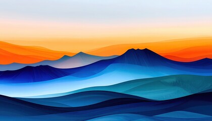 Vibrant ocean landscape artwork with gradient horizon and textured rocky foreground in modern abstract style emphasizing color and shape