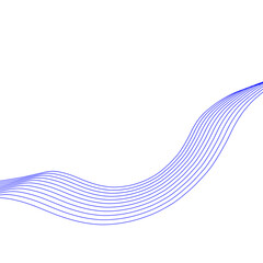 Abstract Blue Wave Lines on Transparent Background