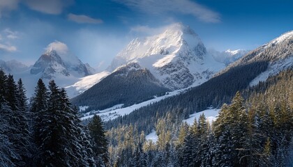 mountains in the snow
