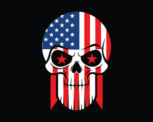 American Flag Skull Vector Design