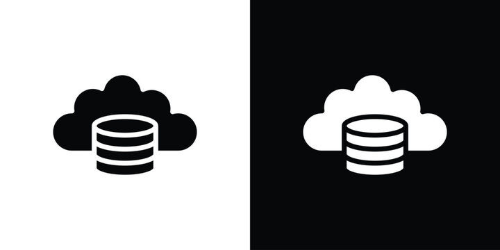 Cloud server icon. Vector illustration. Silhouette in black color