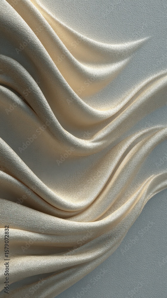 Aufkleber smooth, flowing beige fabric with soft folds and a textured surface, creating an elegant, abstract p