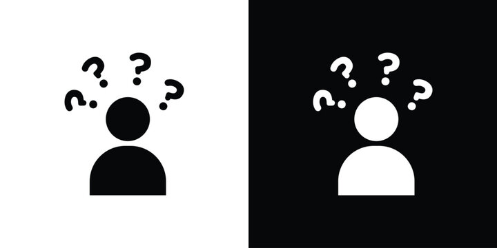 Curious human icon. Vector illustration. Silhouette in black color