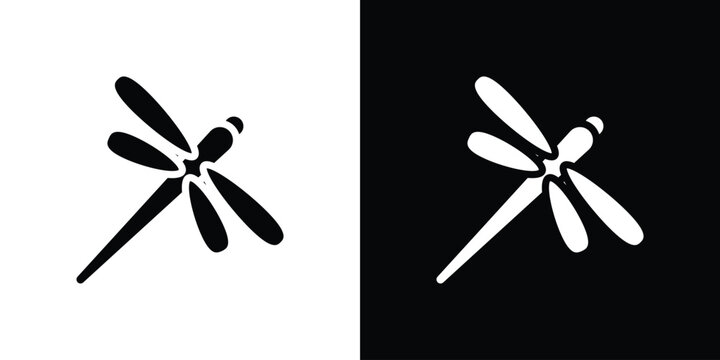 Dragon fly icon. Vector illustration. Silhouette in black color