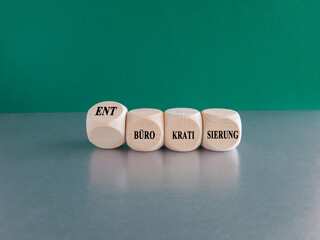 Turned dice and changes the German term 'buerokratisierung' (bureaucratization) to...