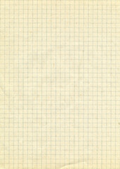 Vintage squared paper sheet background. Old antique paper texture. Vintage paper background. Aged and yellowed wallpaper.	