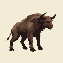 Obraz premium Geometric minotaur silhouette in abstract vector style, angular shapes with bold modern palette, mythological creature concept