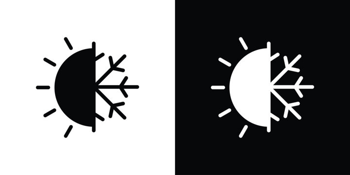 Hot and cold icon. Vector illustration. Silhouette in black color