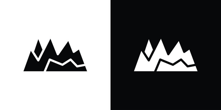 Mountain icon. Vector illustration. Silhouette in black color