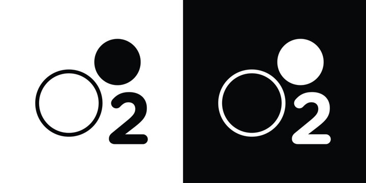 Oxygen O2 icon. Vector illustration. Silhouette in black color
