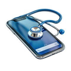 Modern Healthcare Diagnosing Digital Health with Mobile Phone and on transparent background