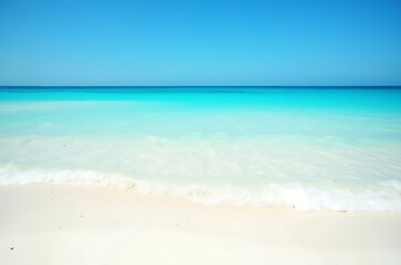Obraz premium Peaceful Tropical Getaway White Sand Beach Aqua Ocean View ai generated