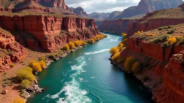 Grand canyon river aerial view of colorado river landscape nature travel tourism adventure scenic 100