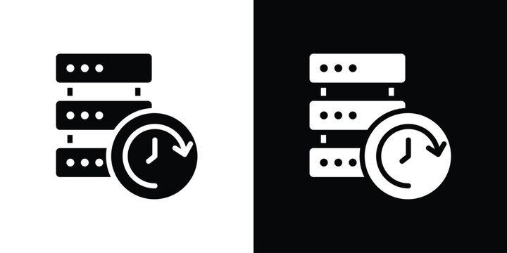 Real time data icon. Vector illustration. Silhouette in black color