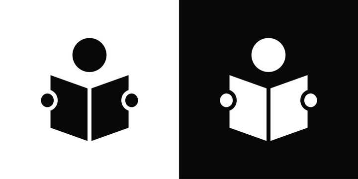 Reading icon. Vector illustration. Silhouette in black color