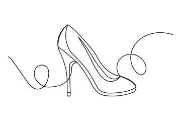 High heel shoe icon continuous one line drawing and minimalist style isolate outline illustration