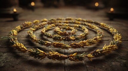 Golden spiral design, seeds, earthy tones