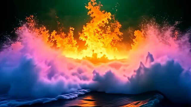 image adenine tempestuous ocean of colors, where adenine burble surround of disturbance muzzy conceptual soundwave aberration falls comparable waterfalls, spatter radiant amber and lively