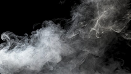White smoke swirling against a black background, creating intricate patterns and wispy textures.