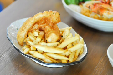fish and chip or fried fish ,deep fried fish with French fries