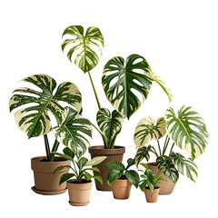 Isolated Monstera Variegata Plant, Generative AI