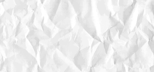 Crumpled grey paper texture. Abstract light background with wrinkled cardboard texture. Vector illustration horizontal fold crumpled empty white paper template for posters and banners