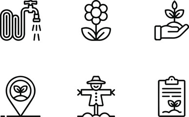 Gardening and Agriculture Line Icons Set. And Agriculture Black Outline Vector.