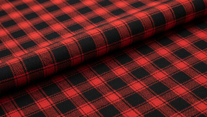 Closeup of red and black plaid fabric texture png