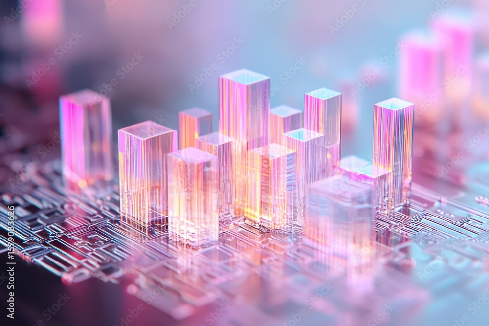 Poster economy block tax concept. abstract digital representation of crystal structures on a circuit board 
