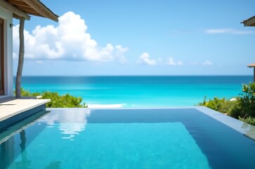 Fototapeta premium Luxury Poolside Paradise Azure Water, Idyllic Getaway ai generated