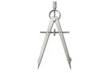 Precision metal compass resting on clear surface, highlighting navigational tool for drafting, technical design, and geometric learning