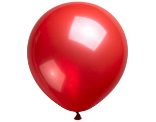 Bright red party balloon with string, gently swaying, isolated on transparent background PNG