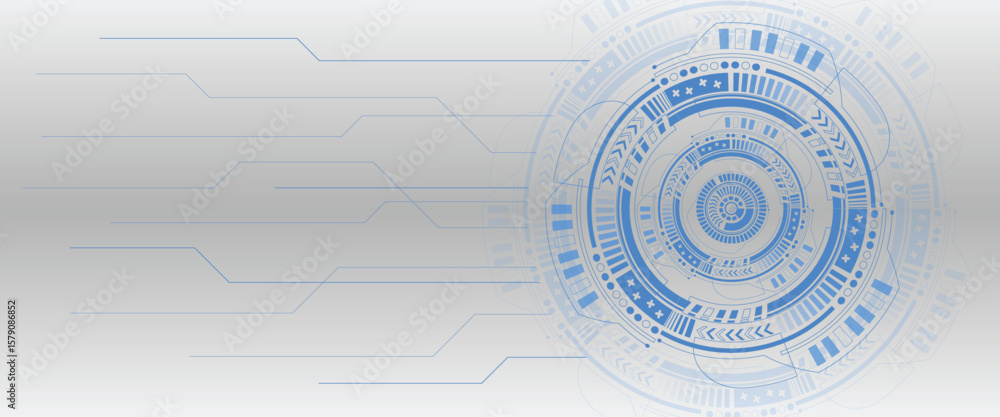 Poster abstract technology background with blue hud interface for digital innovation design idea