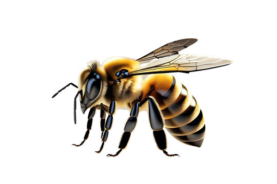 Realistic 3D illustration of an Africanized killer bee on white surface with clear shadows