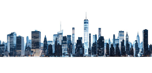 City skyline with skyscrapers and urban cityscape view