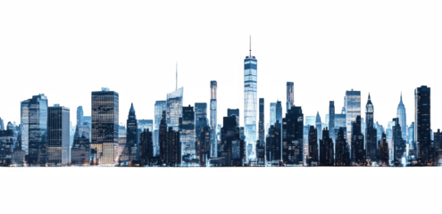 City skyline with skyscrapers and urban cityscape view