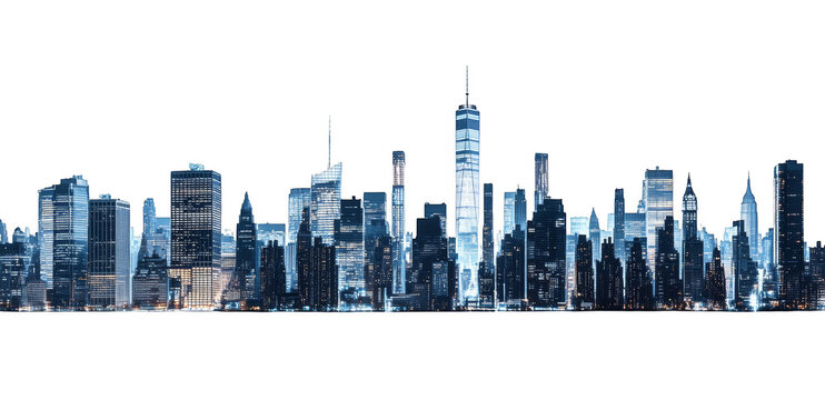 City skyline with skyscrapers and urban cityscape view