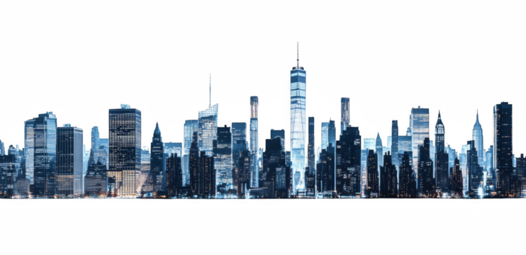 City skyline with skyscrapers and urban cityscape view