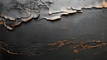 Obraz premium An abstract background displays rough black texture with bronze edges, giving a dark and dramatic feel.