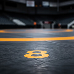 Extreme Close-Up of a Wrestling Mat Texture Inside a Stadium, High Detail, 8K.