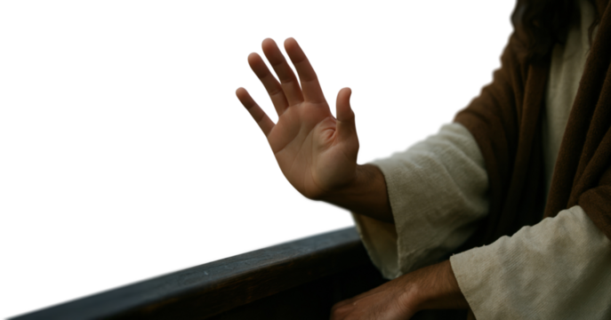 Jesus calming the storm with raised hand – transparent PNG

Christ silencing the sea with gesture – isolated cutout image

Jesus rebuking the wind and waves – PNG with transparent background