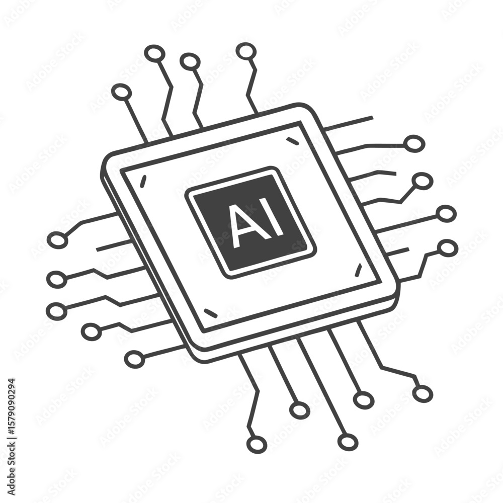 Aufkleber artificial intelligence chip with connecting circuits processor