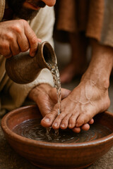 Jesus Washing the Feet of a Disciple in an Act of Humility

Foot Washing Ceremony Depicted from the Last Supper